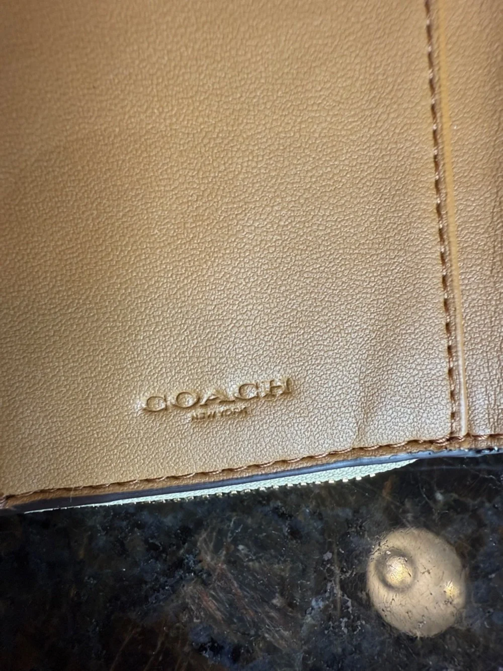 Coach Pink Textured Leather Compact Wallet with Gold Logo